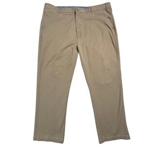 CREMIEUX Mens Khaki Comfort Stretch Chino Pants Tag Size 44x30 Flat Front Casual
